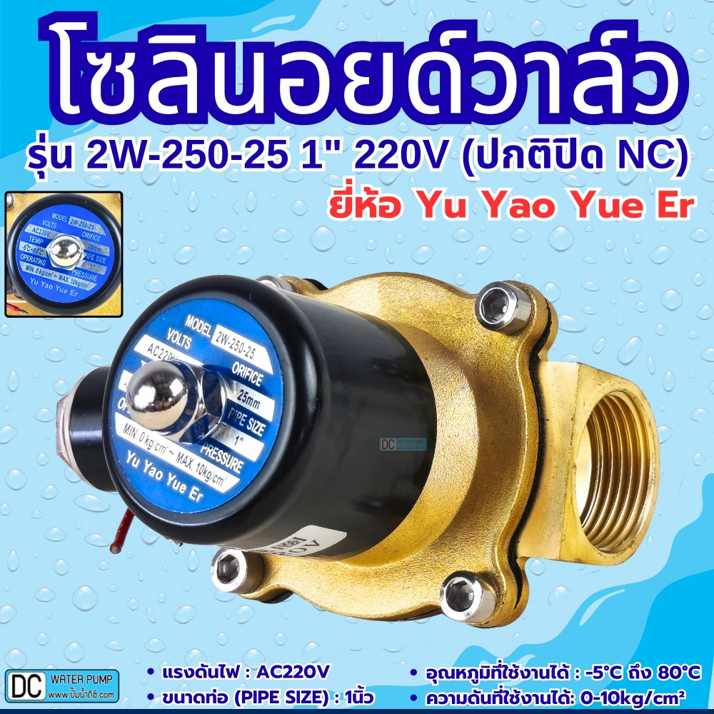 โซลินอยด์วาล์ว 220V (1นิ้ว) รุ่น 2W-250-25 (1") ยี่ห้อ Yu Yao Yue Er